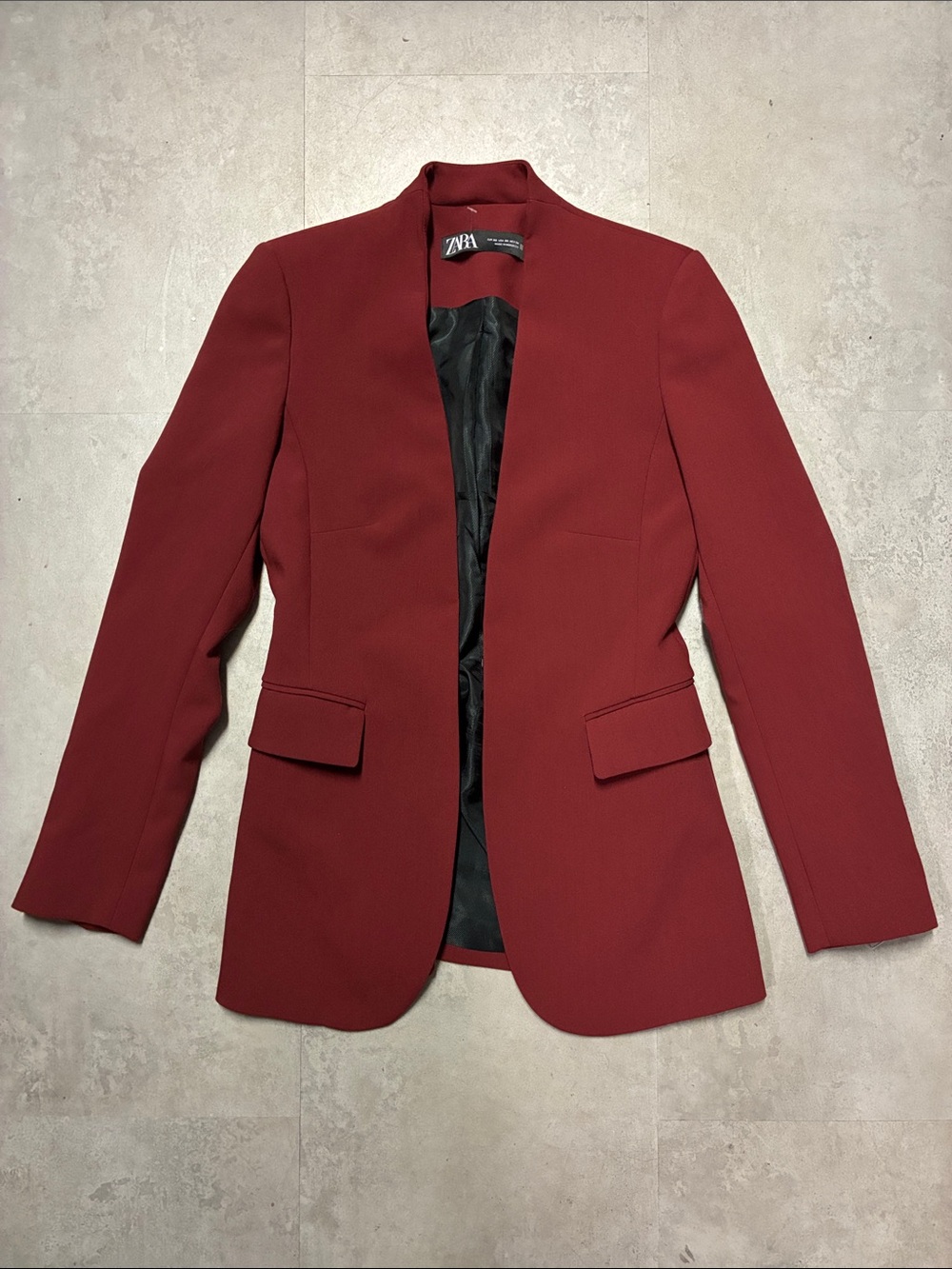 Zara Women's Wine Red Open-Front Blazer